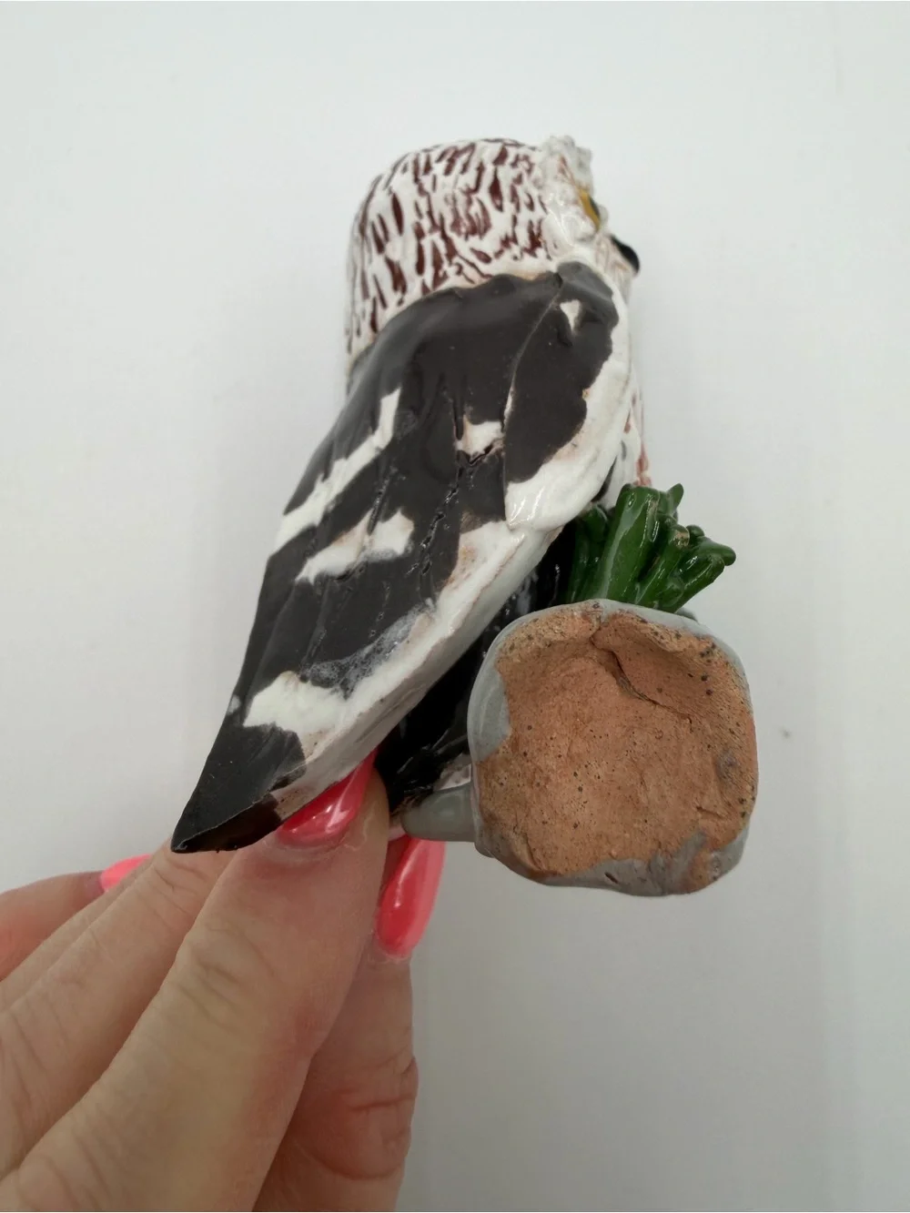 Vintage collection of five small, hand-painted ceramic/porcelain owl figurines